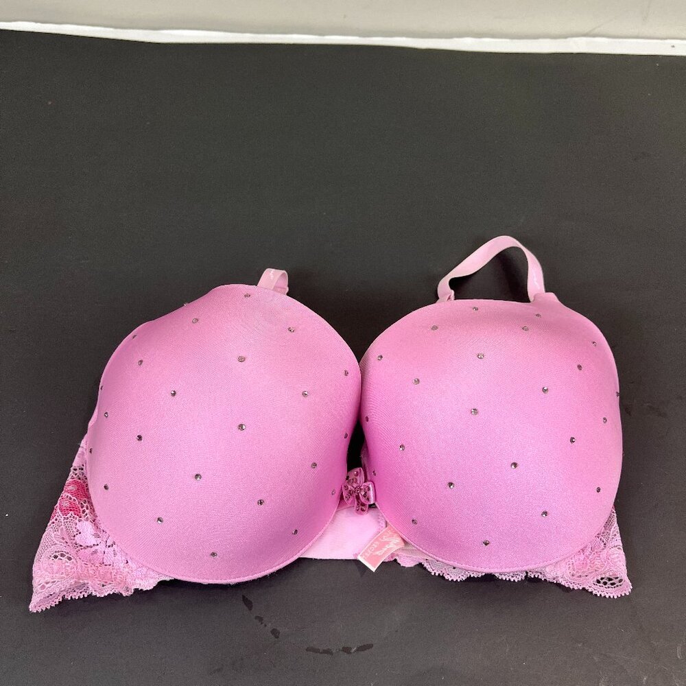 Women's Victoria's Secret Angels Pink padded Bra with rhinestones Size 34D
